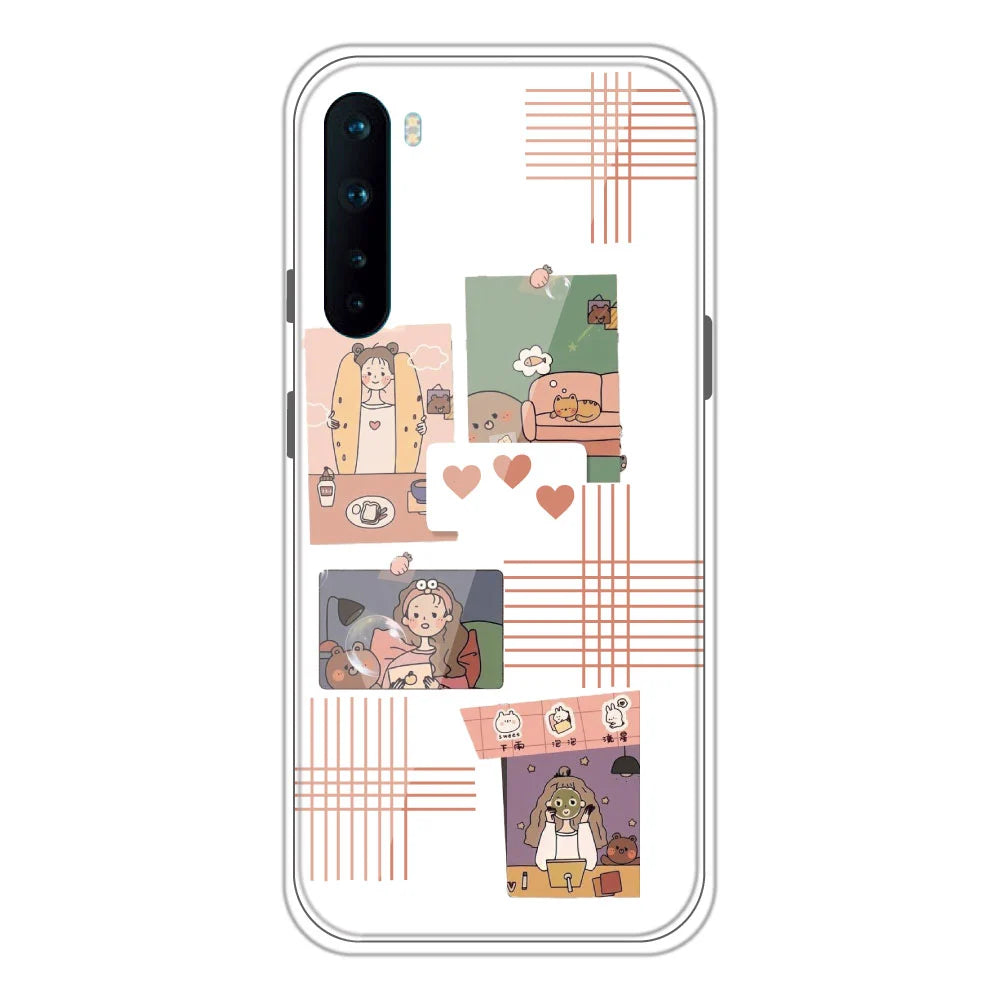 Cute Girl Collage - Clear Printed Silicone Case For OnePlus Nord