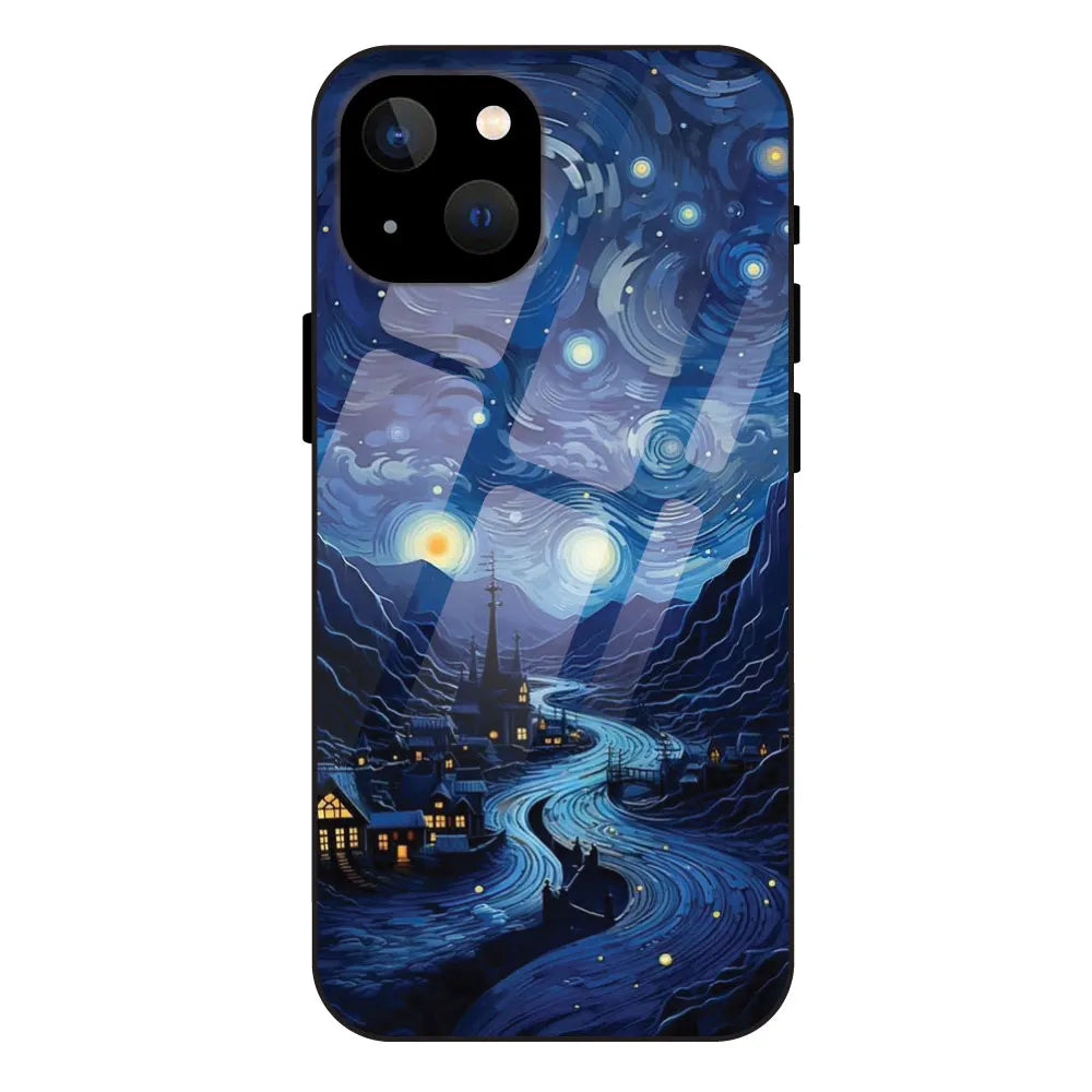 'The Starry Night - Glossy Metal Silicone Case For Apple iPhone 13 Mini