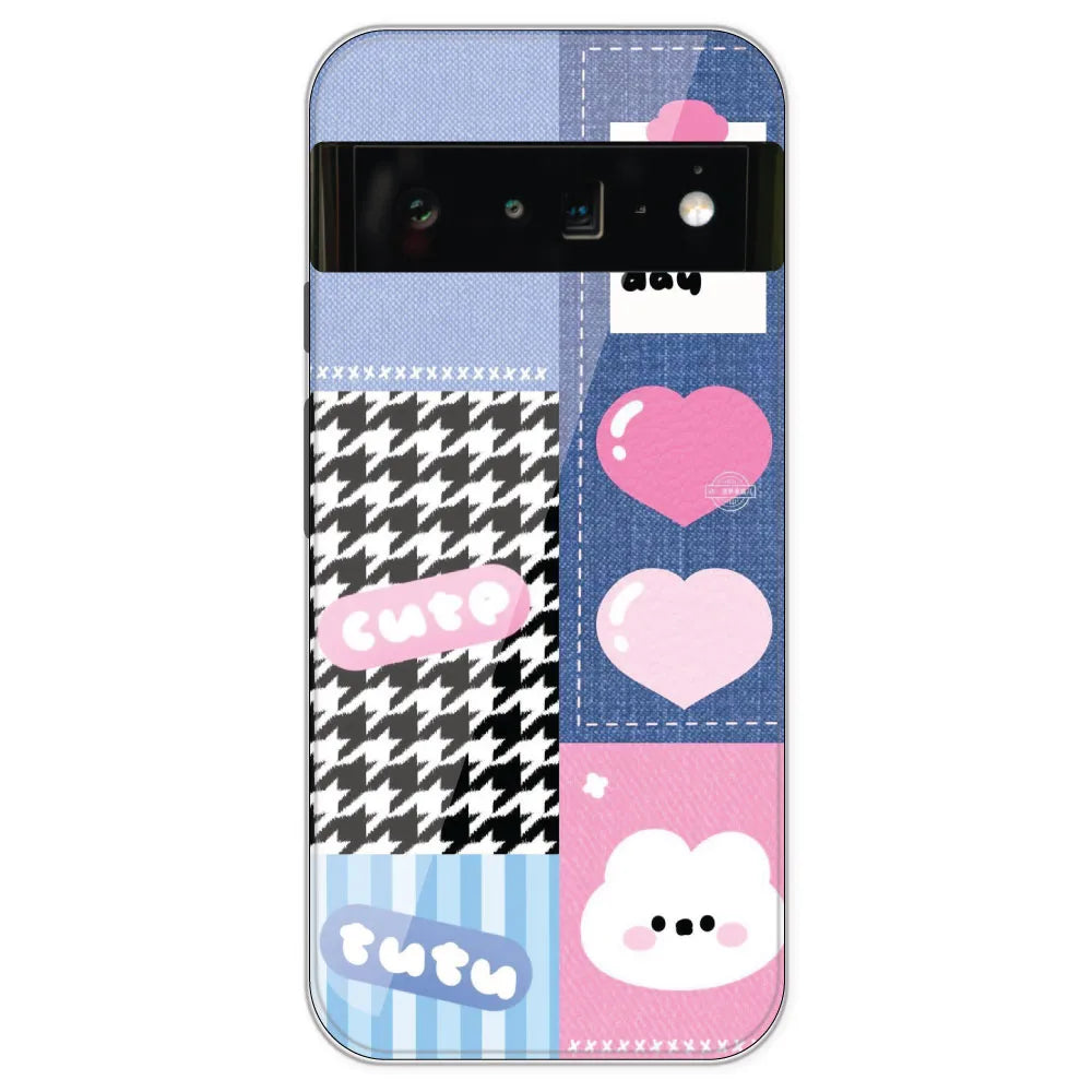 Cute Pink Bear Collage - Printed Silicone Case For Google Pixel 6 Pro