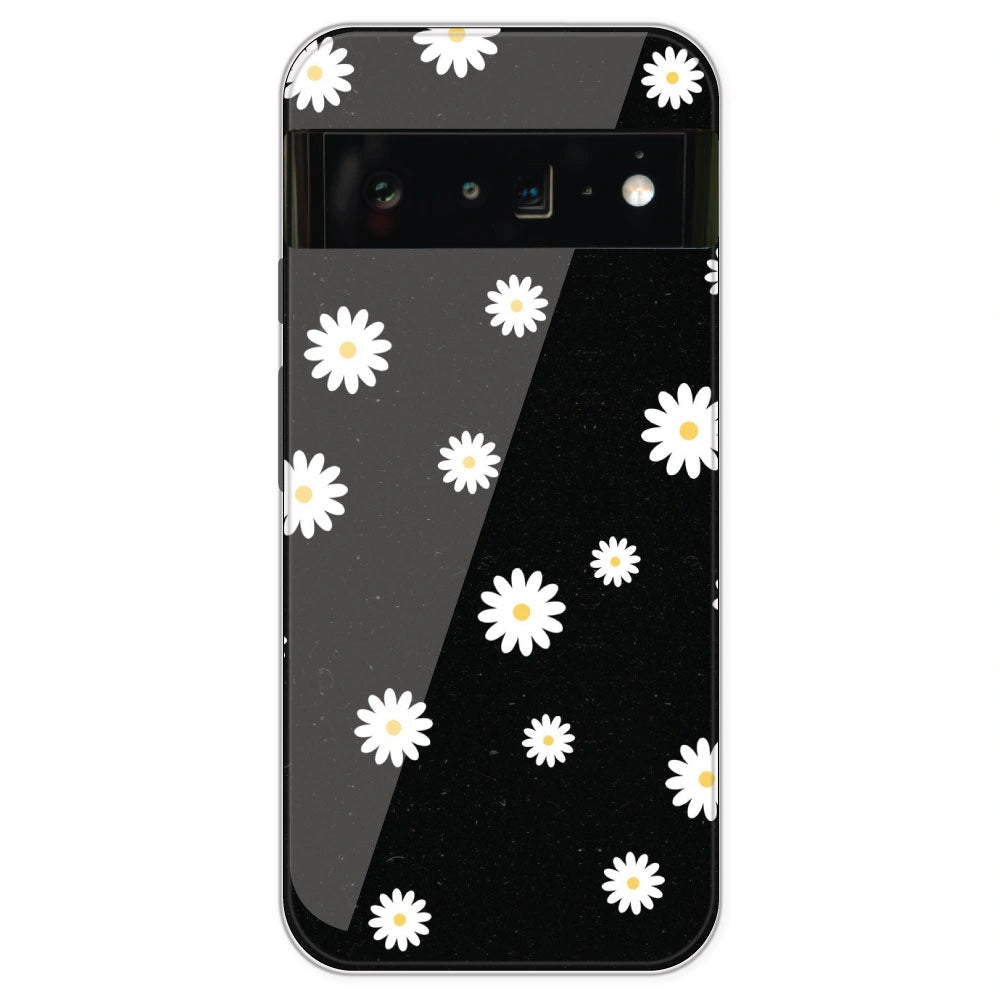 White And Black Flower - Printed Silicone Case For Google Pixel 6 Pro