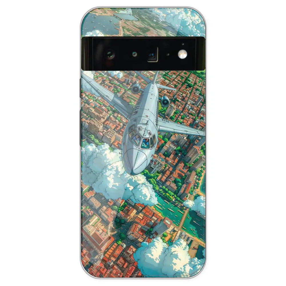 Flying Over City - Printed Silicone Case For Google Pixel 6 Pro