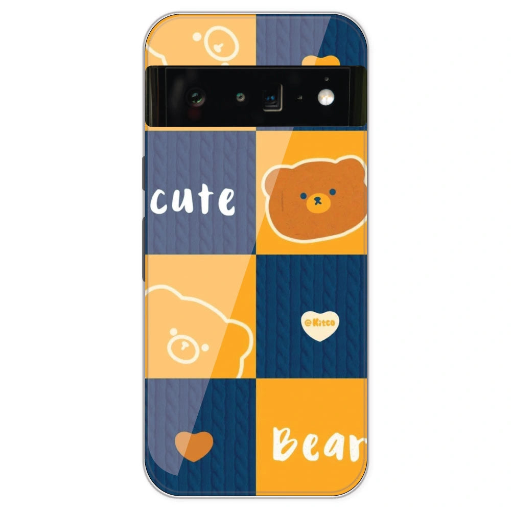 Cute Bear Collage - Printed Silicone Case For Google Pixel 6 Pro