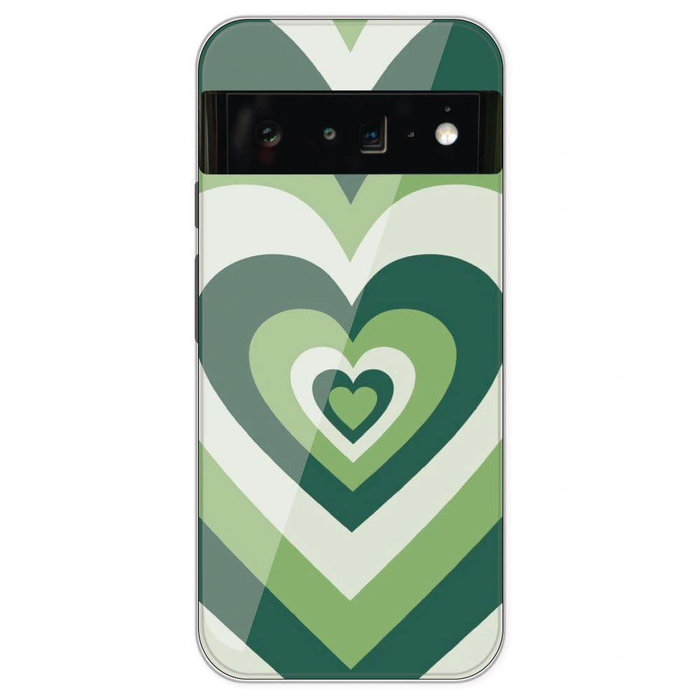 Dark Green Hearts - Printed Silicone Case For Google Pixel 6 Pro