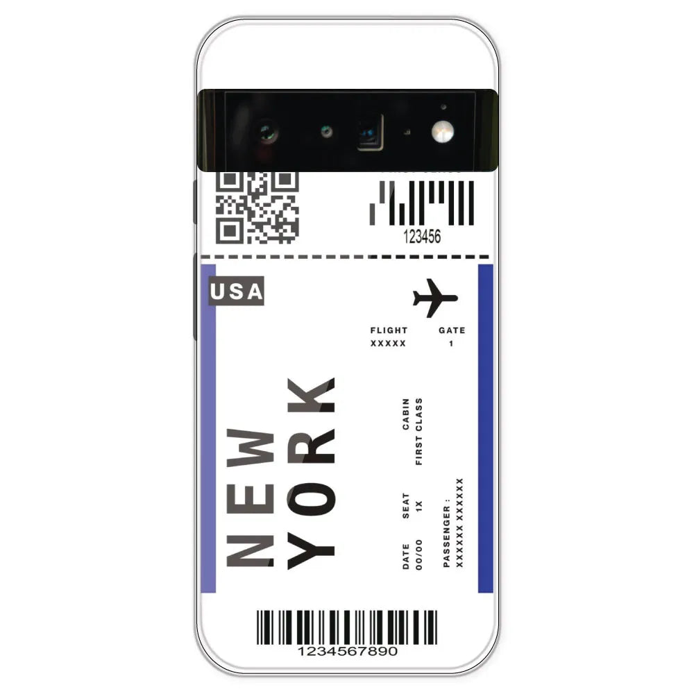 New York Ticket - Clear Printed Silicone Case For Google Pixel 6 Pro