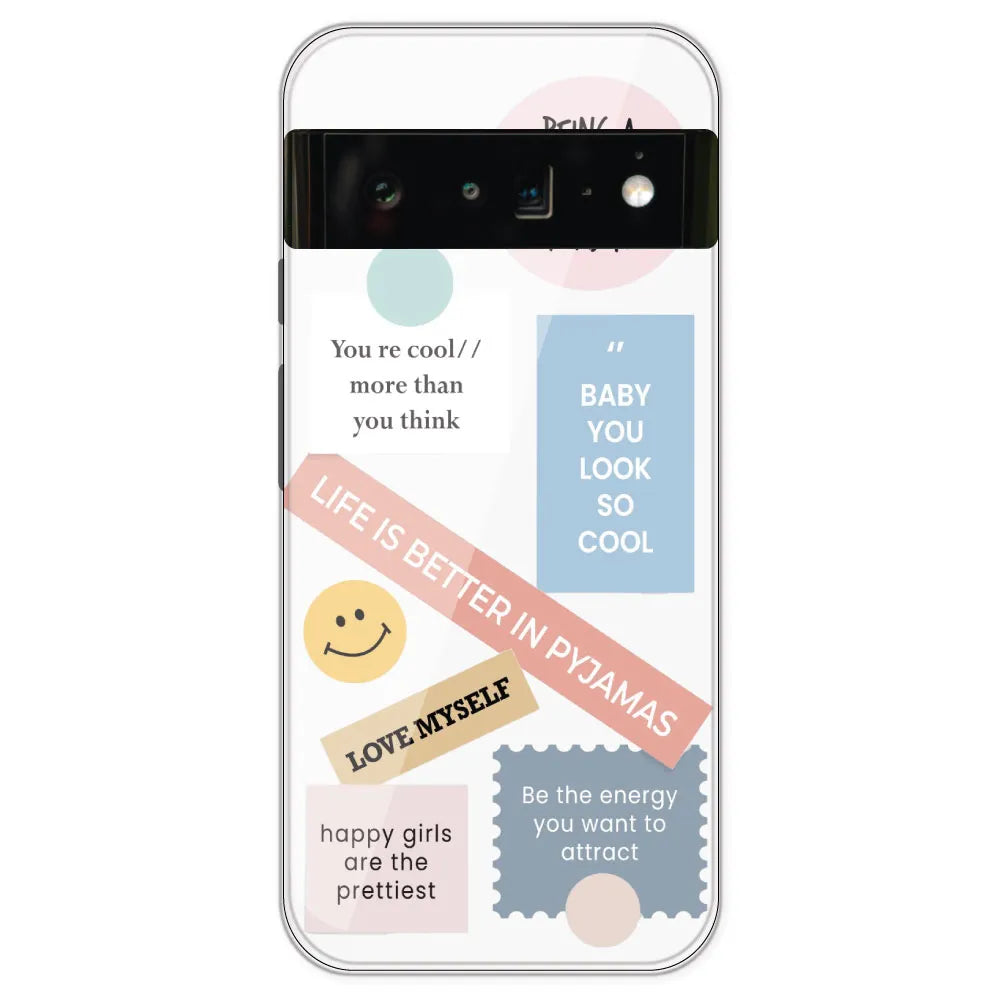 Be Happy - Clear Printed Silicone Case For Google Pixel 6 Pro