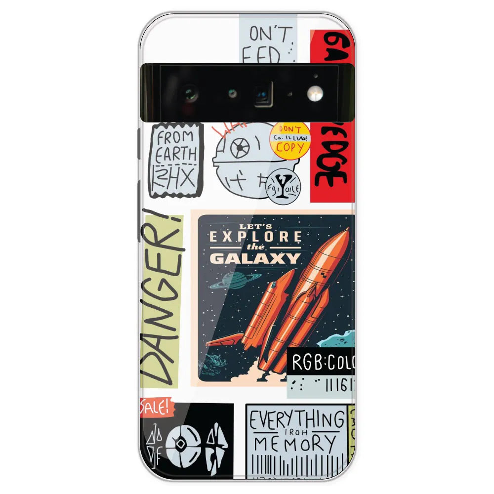Galaxy - Clear Printed Silicone Case For Google Pixel 6 Pro