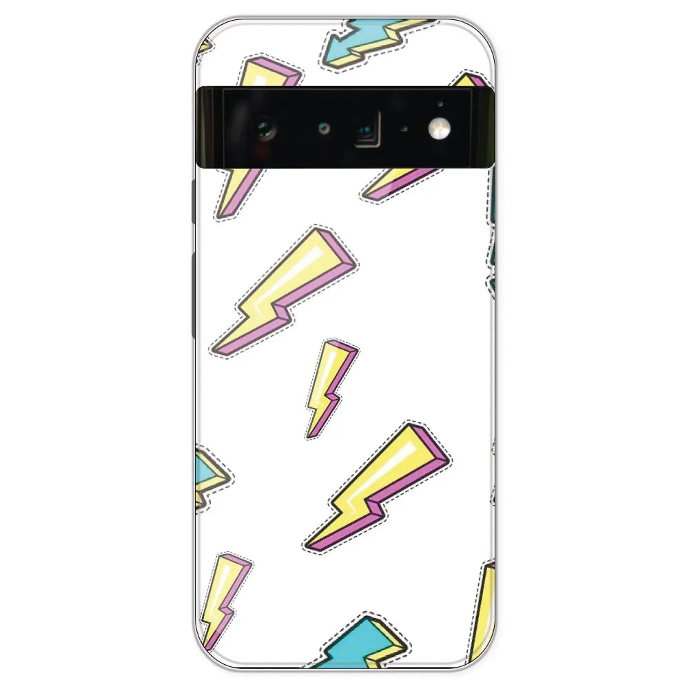 Lighting Bolts - Clear Printed Silicone Case For Google Pixel 6 Pro