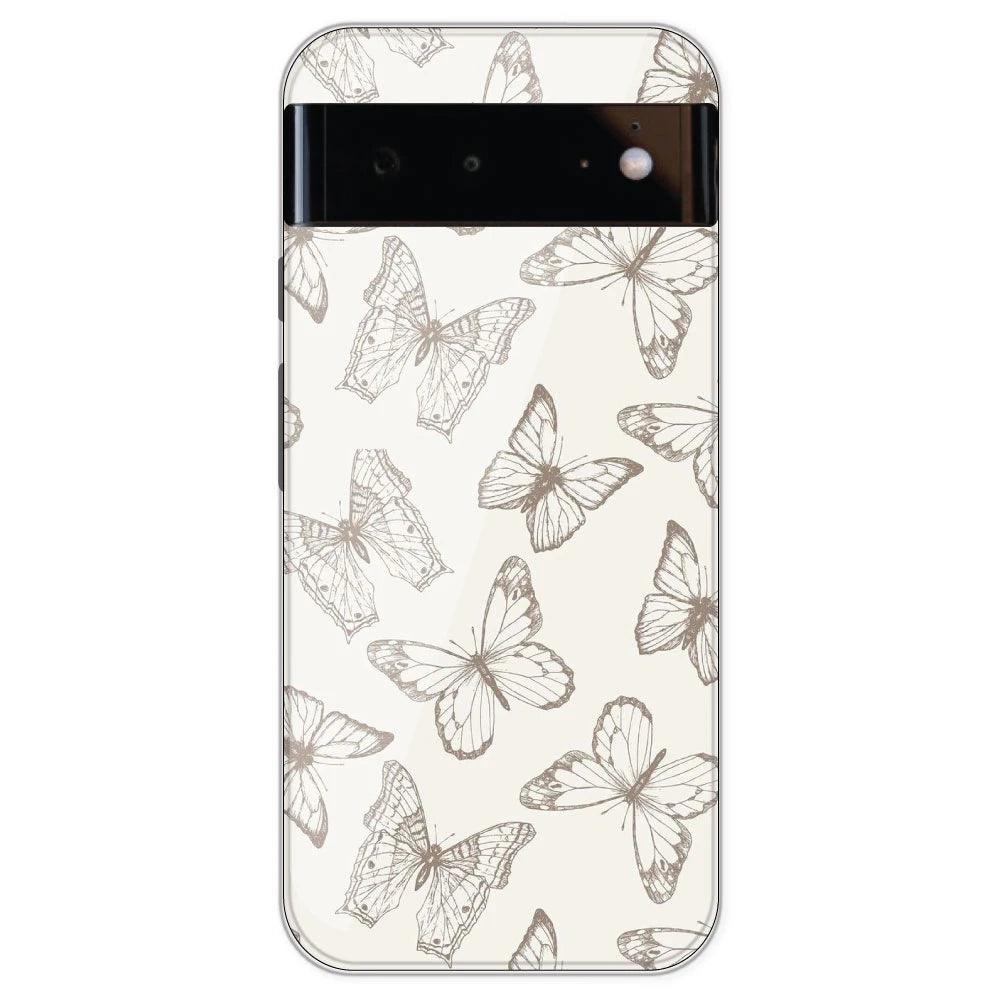 White Butterflies - Printed Silicone Case For Google Pixel 6