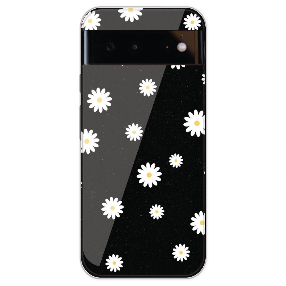 White And Black Flower - Printed Silicone Case For Google Pixel 6