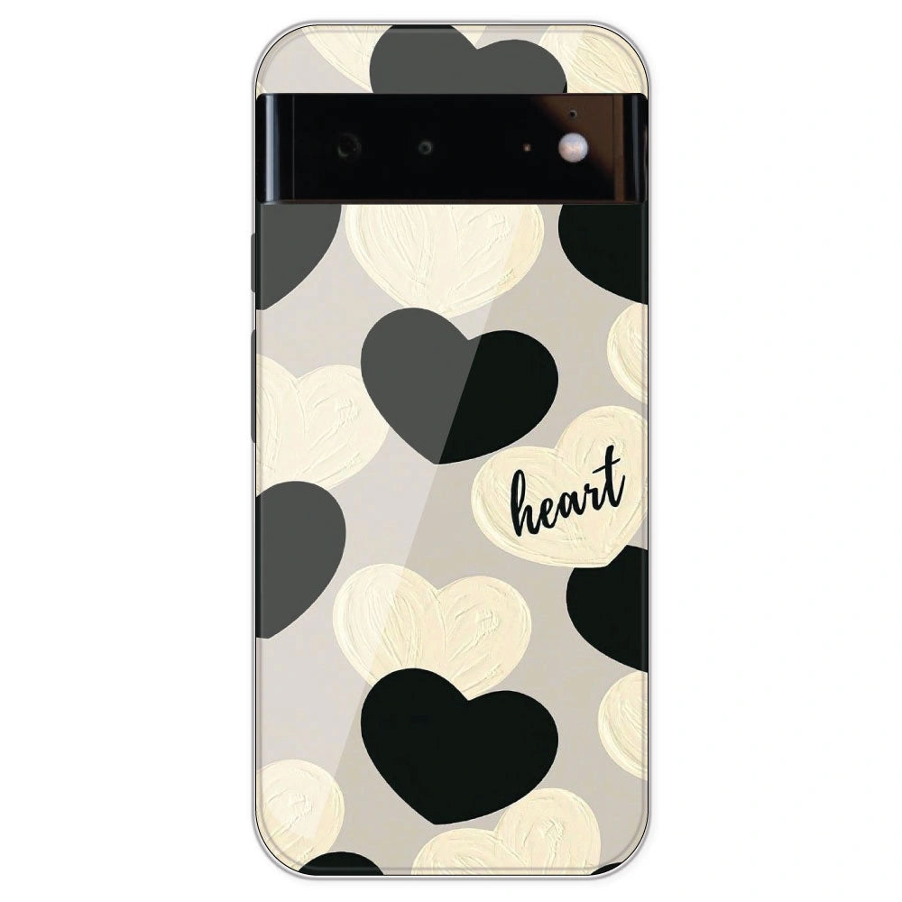 Black And White Heart - Printed Silicone Case For Google Pixel 6