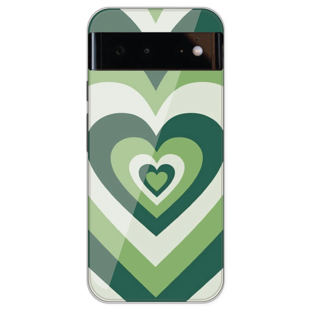Dark Green Hearts - Printed Silicone Case For Google Pixel 6