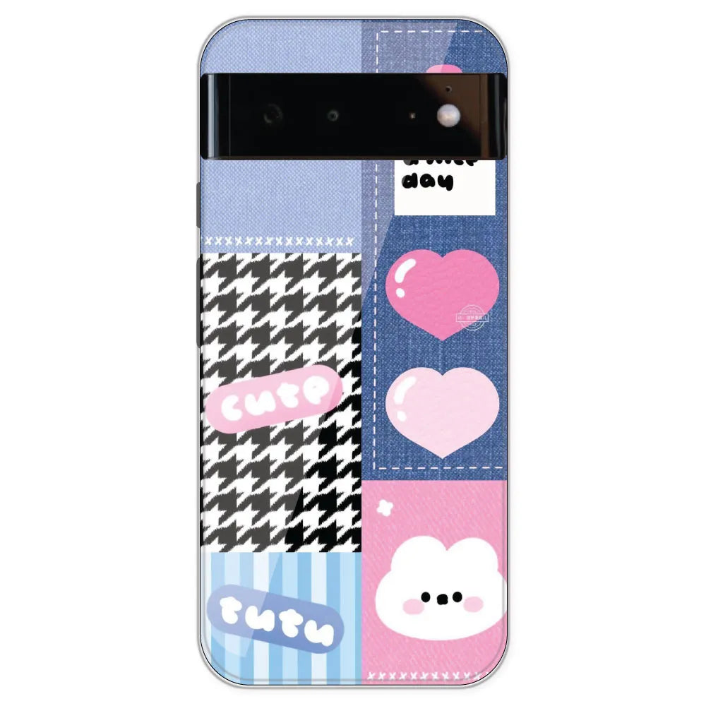 Cute Pink Bear Collage - Printed Silicone Case For Google Pixel 6