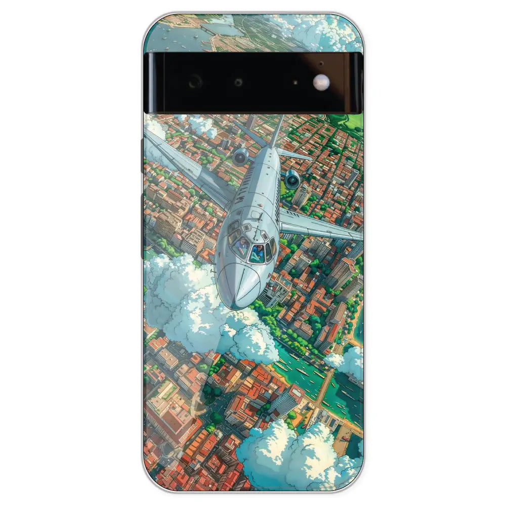 Flying Over City - Printed Silicone Case For Google Pixel 6