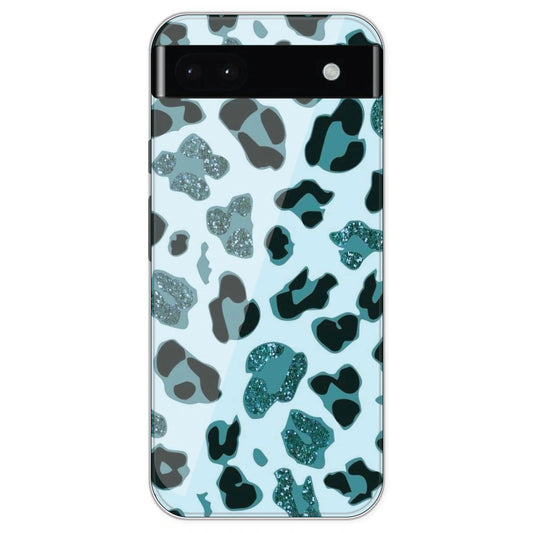 Blue Leopard Glitter Print - Printed Silicone Case For Google Pixel 6A