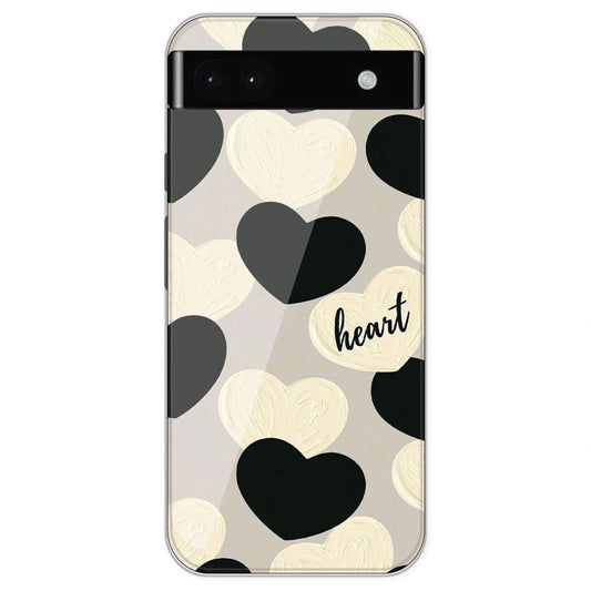 Black And White Heart - Printed Silicone Case For Google Pixel 6A