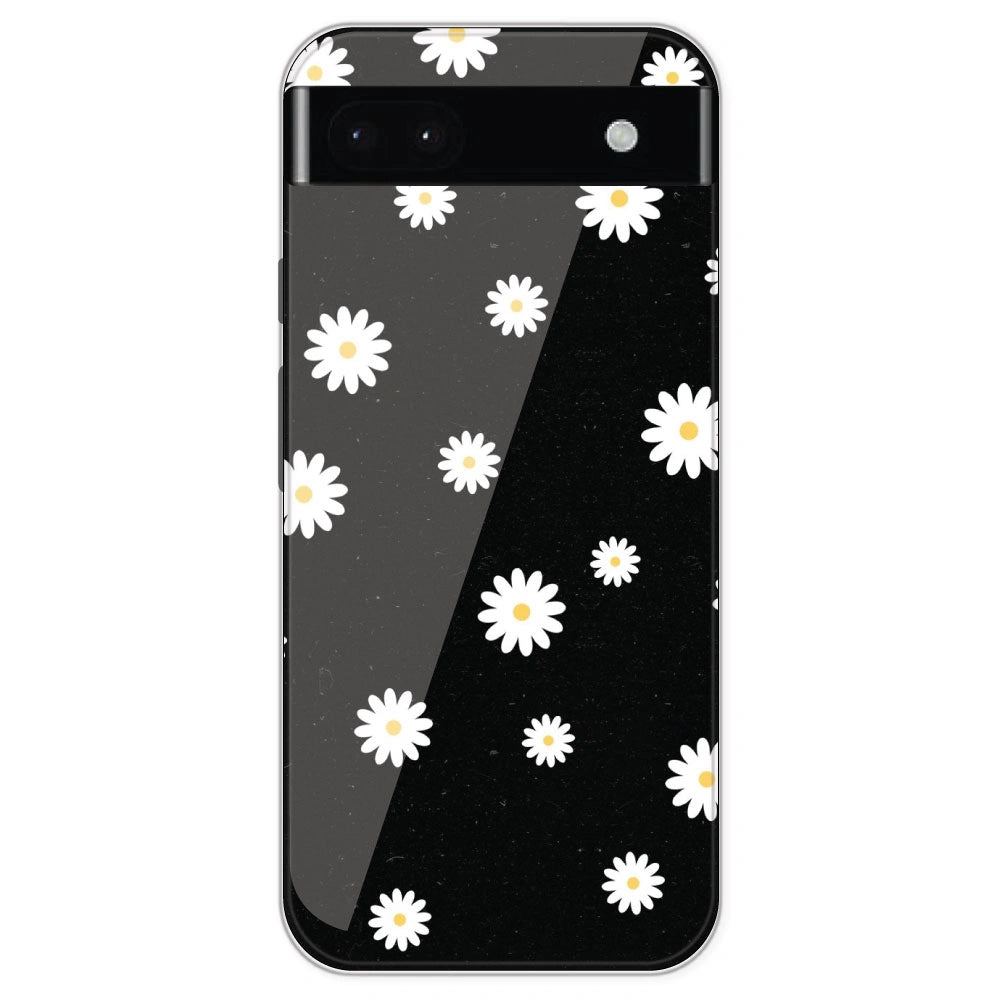 White And Black Flower - Printed Silicone Case For Google Pixel 6A