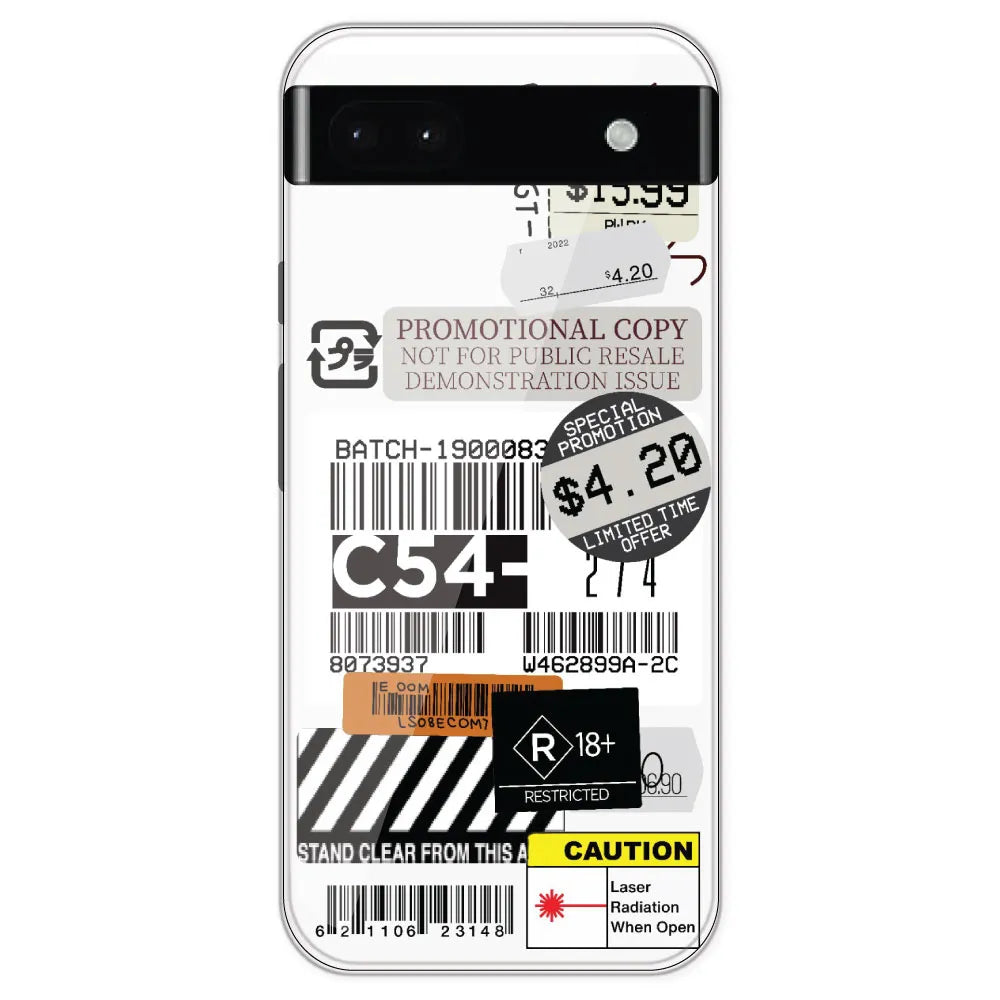 Labels - Clear Printed Silicone Case For Google Pixel 6A