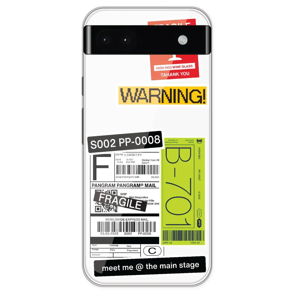Fragile Labels - Clear Printed Silicone Case For Google Pixel 6A
