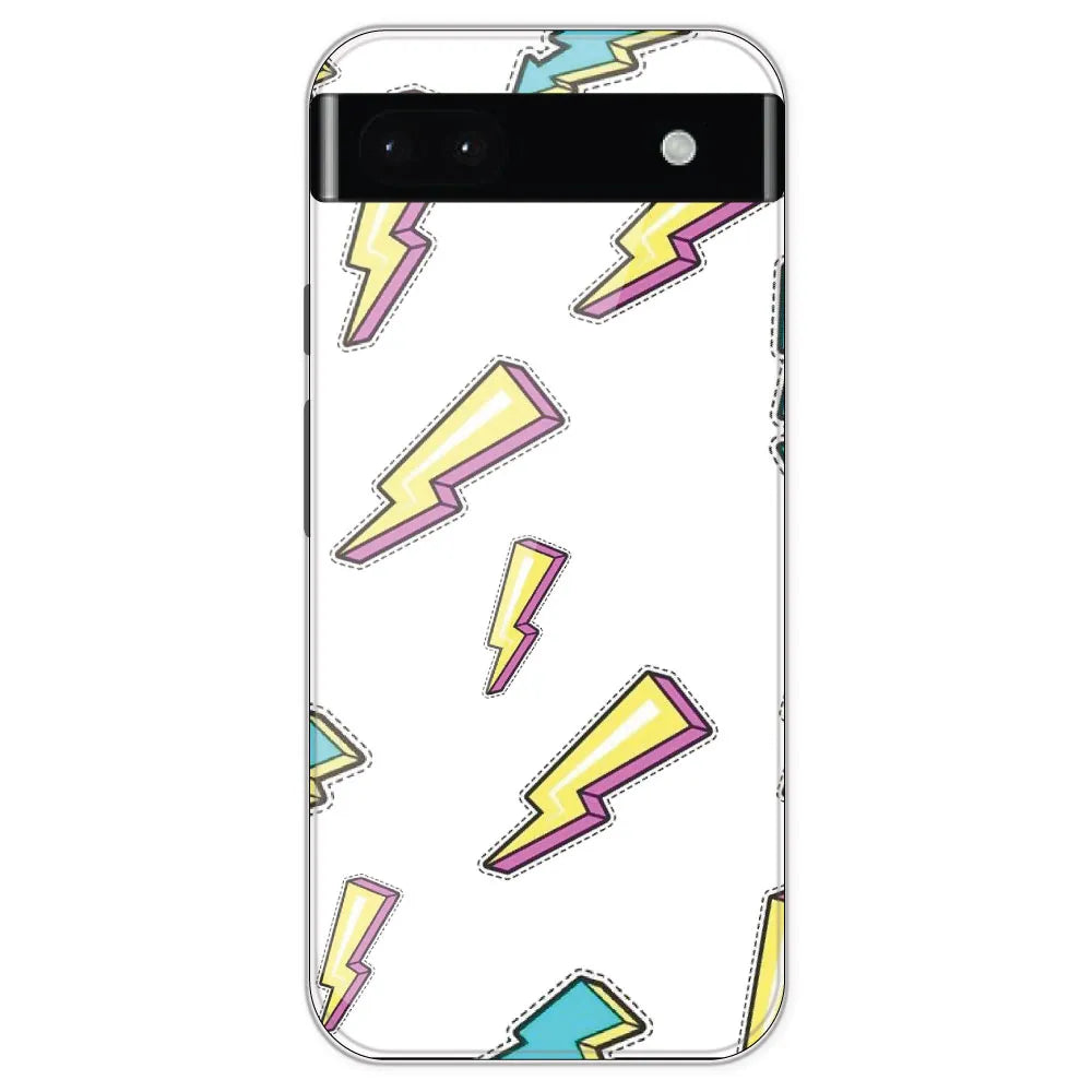 Lighting Bolts - Clear Printed Silicone Case For Google Pixel 6A