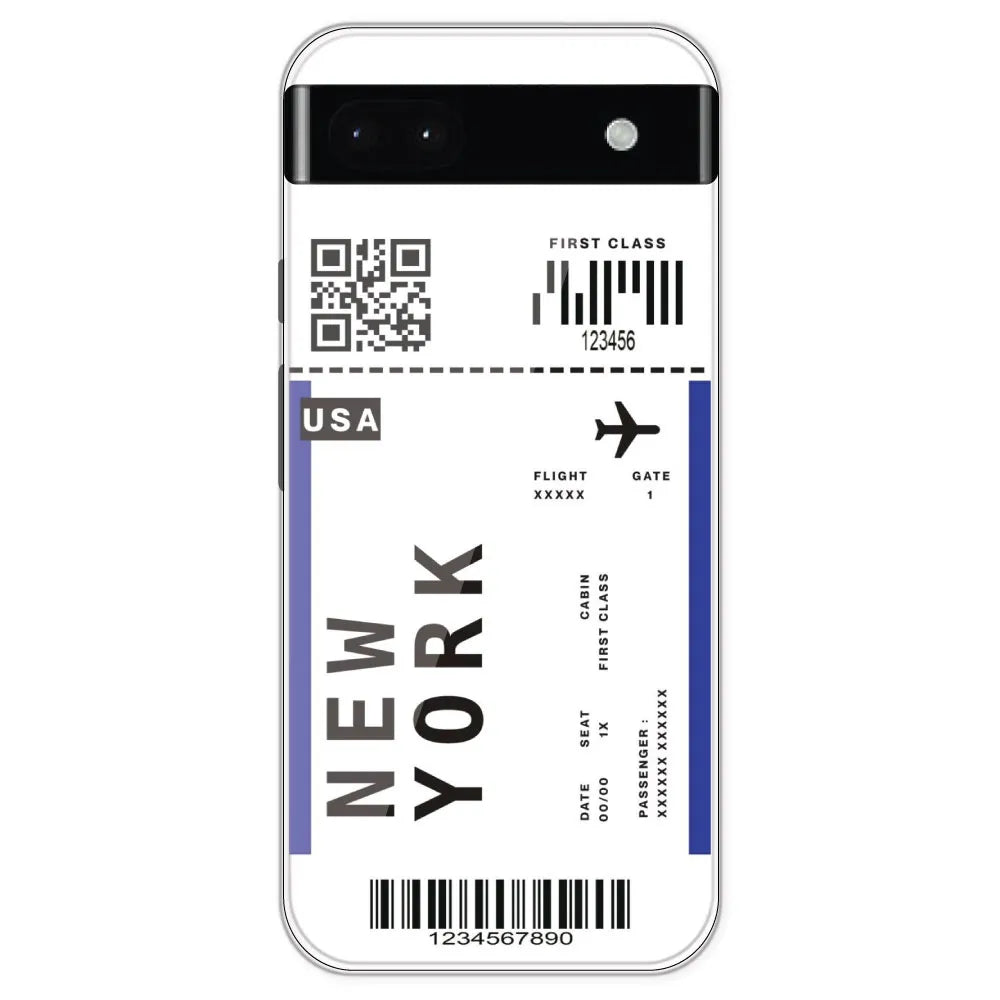 New York Ticket - Clear Printed Silicone Case For Google Pixel 6A