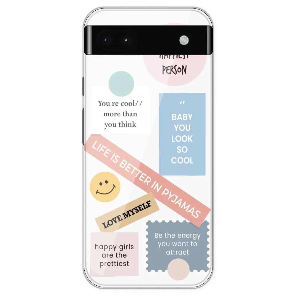 Be Happy - Clear Printed Silicone Case For Google Pixel 6A