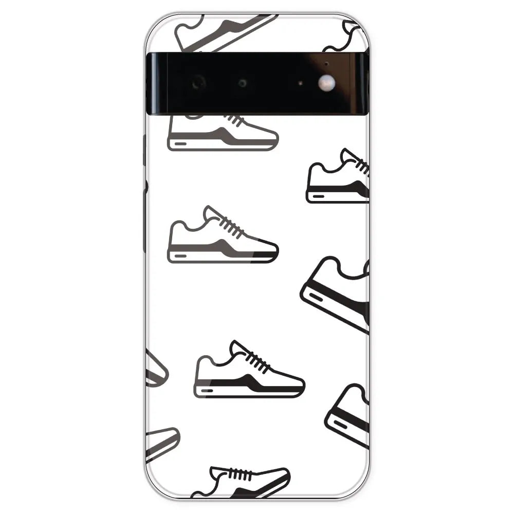 Black Sneakers - Clear Printed Silicone Case For Google Pixel 6