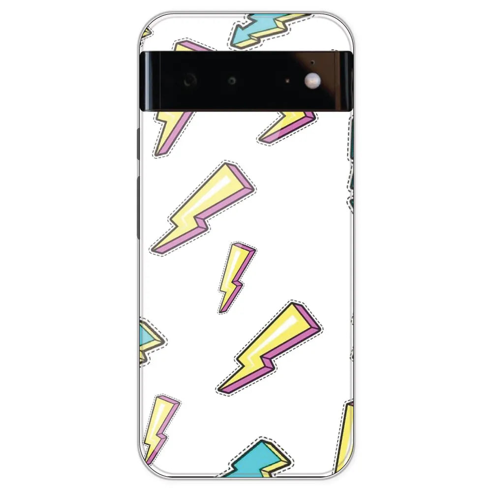 Lighting Bolts - Clear Printed Silicone Case For Google Pixel 6