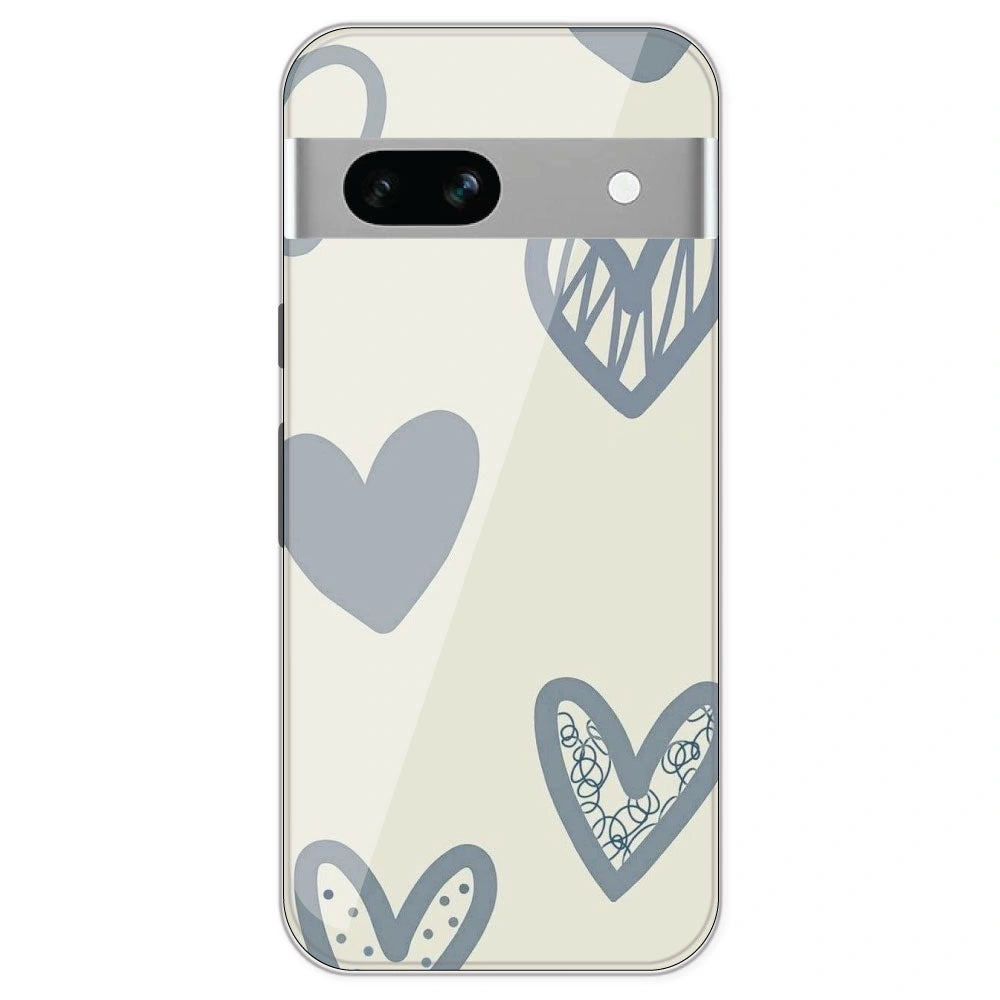Light Blue Hearts - Printed Silicone Case For Google Pixel 7A