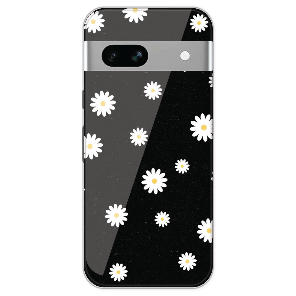 White And Black Flower - Printed Silicone Case For Google Pixel 7A