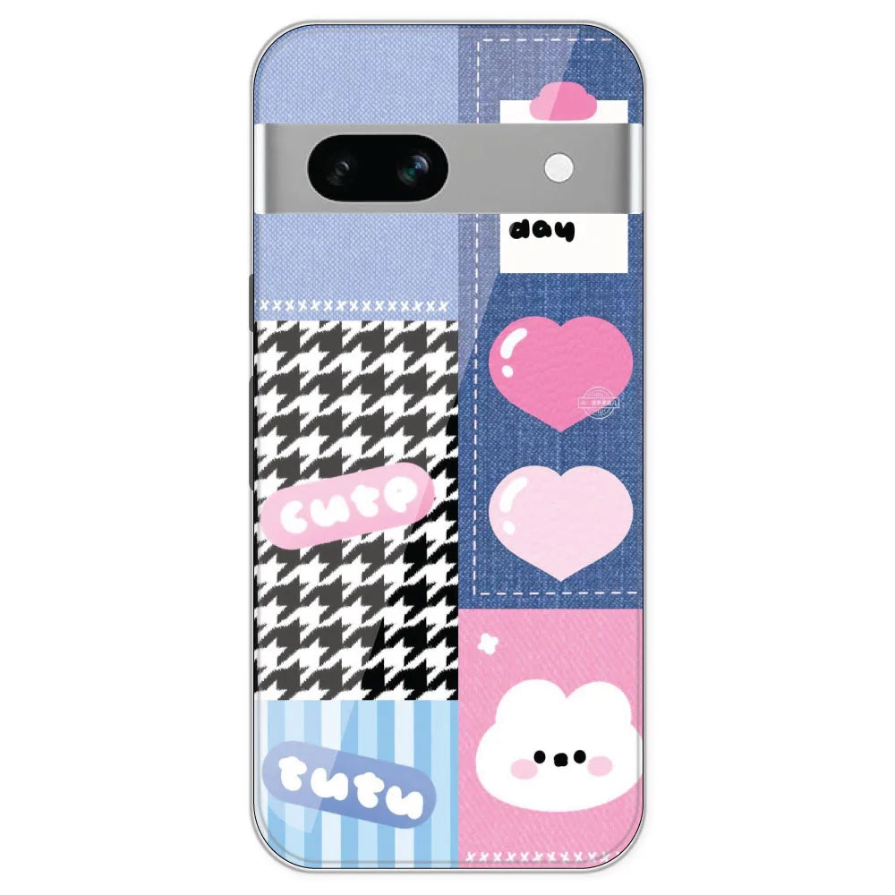 Cute Pink Bear Collage - Printed Silicone Case For Google Pixel 7A