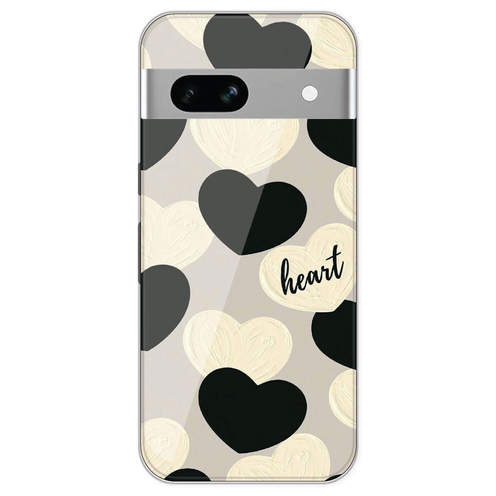 Black And White Heart - Printed Silicone Case For Google Pixel 7A