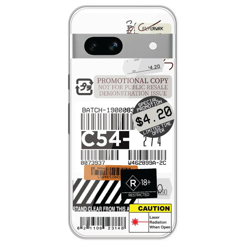 Labels - Clear Printed Silicone Case For Google Pixel 7A