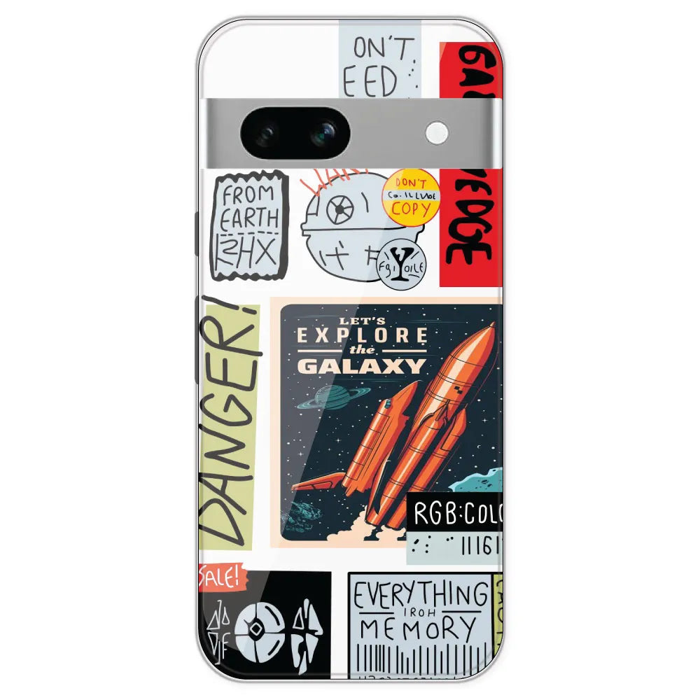 Galaxy - Clear Printed Silicone Case For Google Pixel 7A