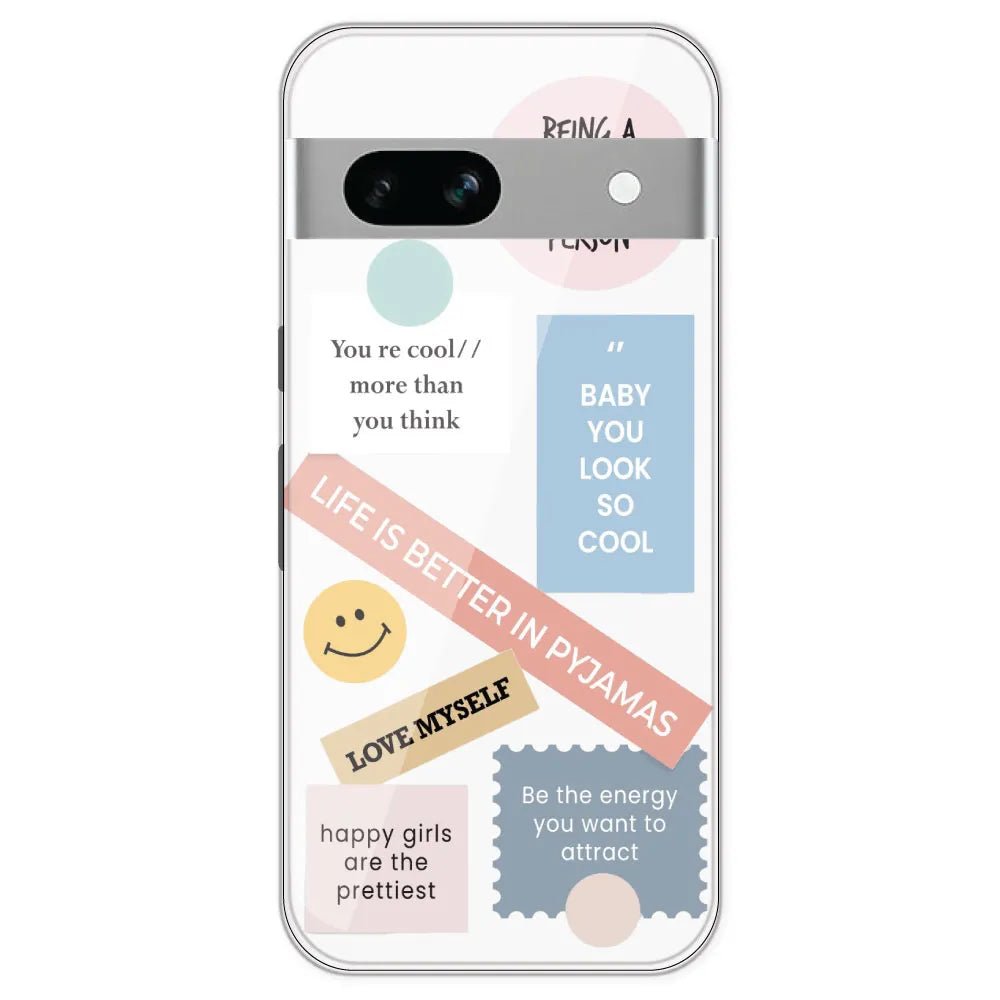Be Happy - Clear Printed Silicone Case For Google Pixel 7A
