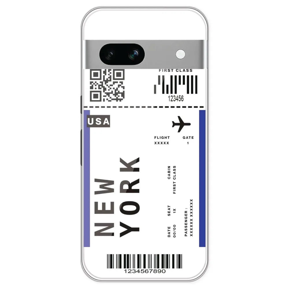 New York Ticket - Clear Printed Silicone Case For Google Pixel 7A