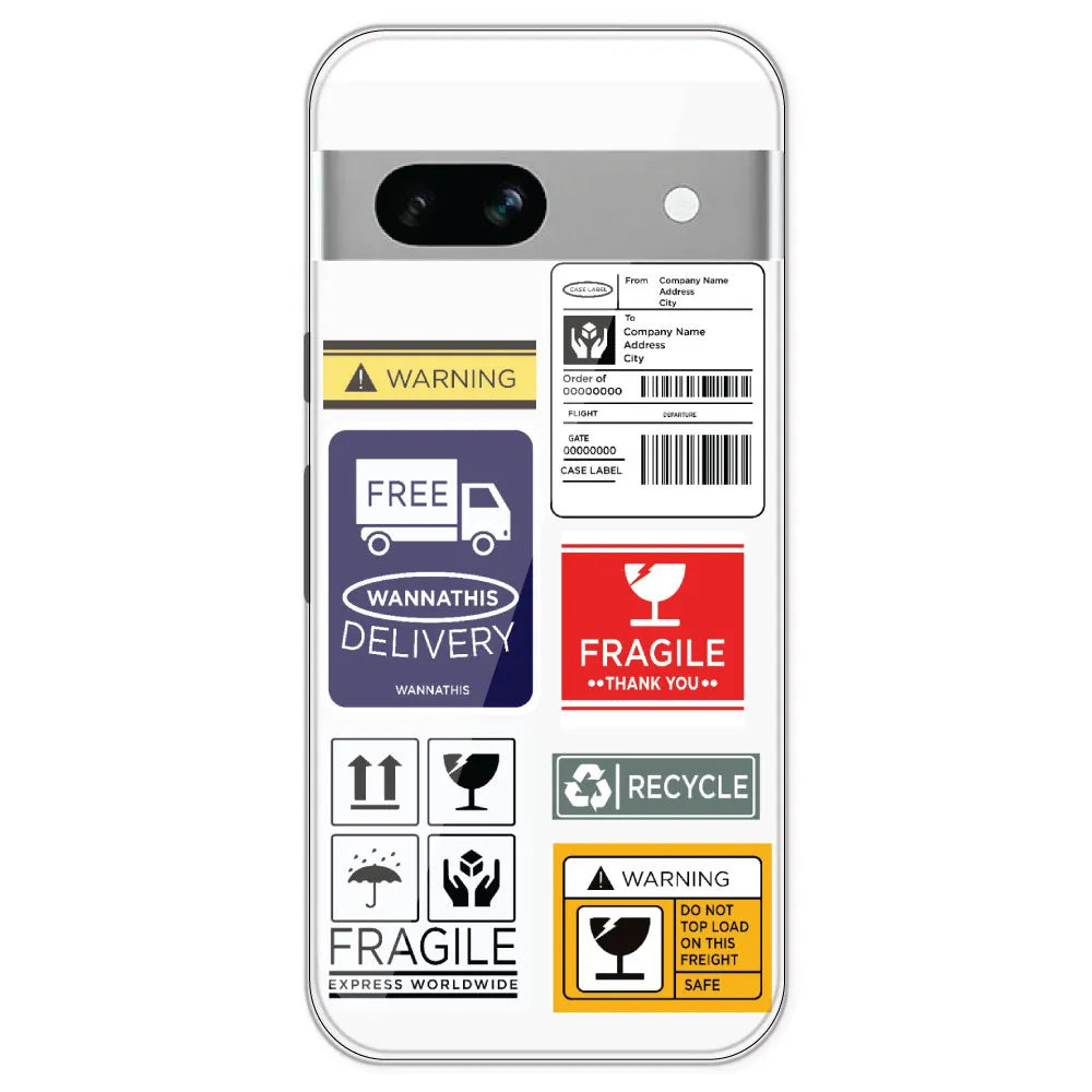 Caution Labels - Clear Printed Silicone Case For Google Pixel 7A
