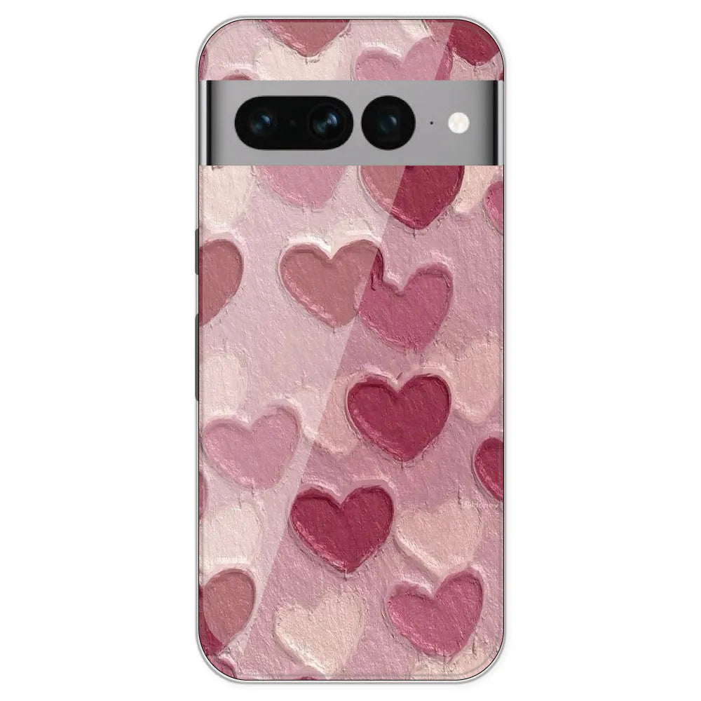 Pastel Hearts Love - Printed Silicone Case For Google Pixel 7 Pro