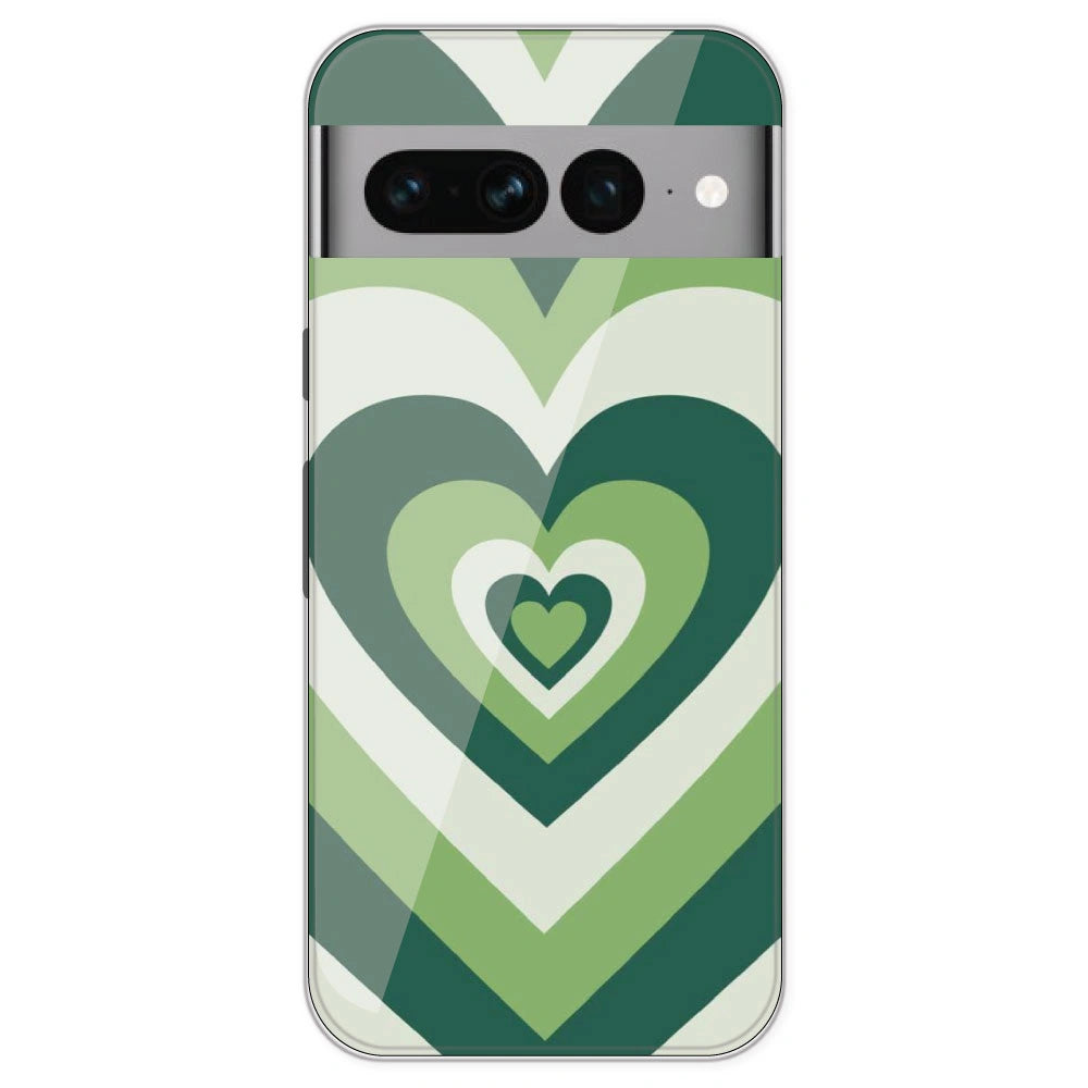 Dark Green Hearts - Printed Silicone Case For Google Pixel 7 Pro