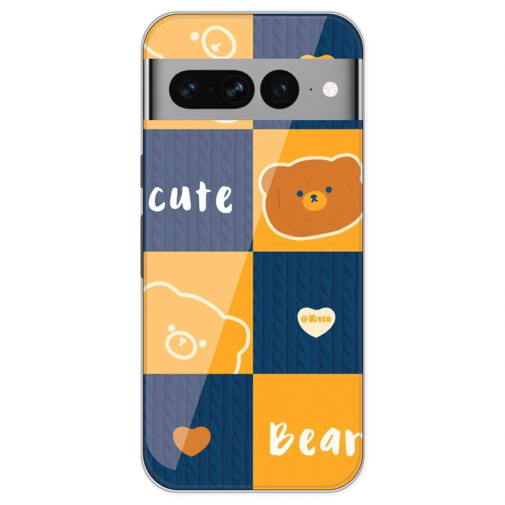 Cute Bear Collage - Printed Silicone Case For Google Pixel 7 Pro