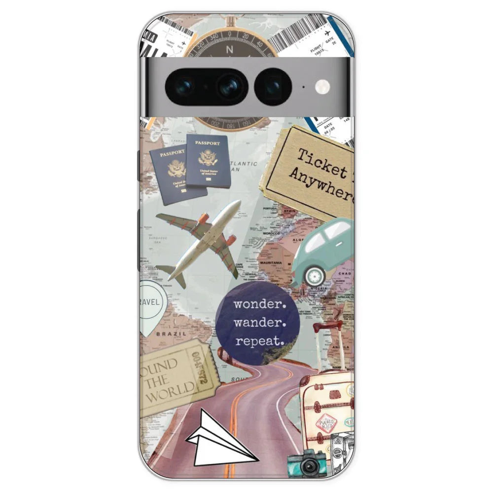 Travel Collage - Printed Silicone Case For Google Pixel 7 Pro