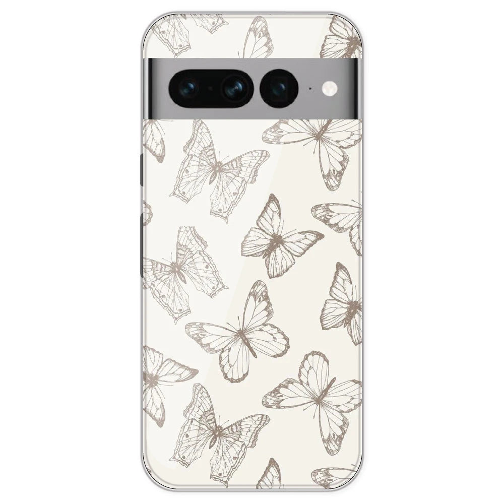 White Butterflies - Printed Silicone Case For Google Pixel 7 Pro