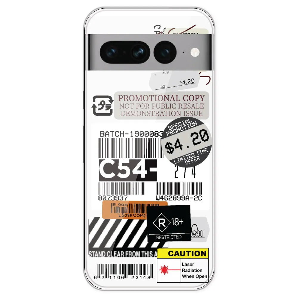Labels - Clear Printed Silicone Case For Google Pixel 7 Pro