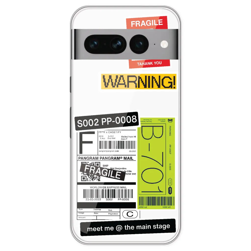 Fragile Labels - Clear Printed Silicone Case For Google Pixel 7 Pro