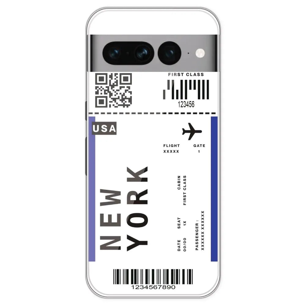 New York Ticket - Clear Printed Silicone Case For Google Pixel 7 Pro