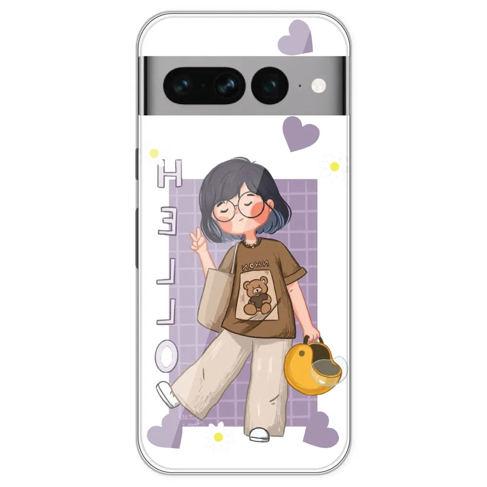 Introvert Girl - Clear Printed Silicone Case For Google Pixel 7 Pro