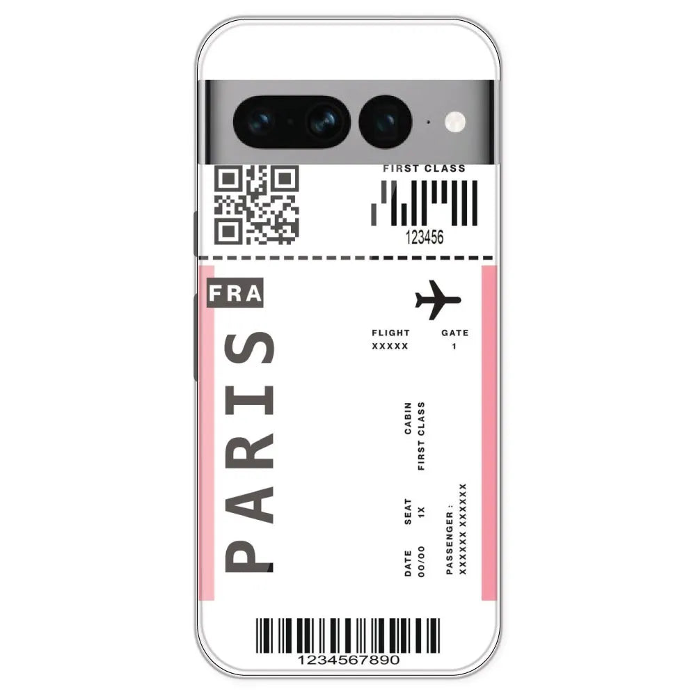 Paris Ticket - Clear Printed Silicone Case For Google Pixel 7 Pro