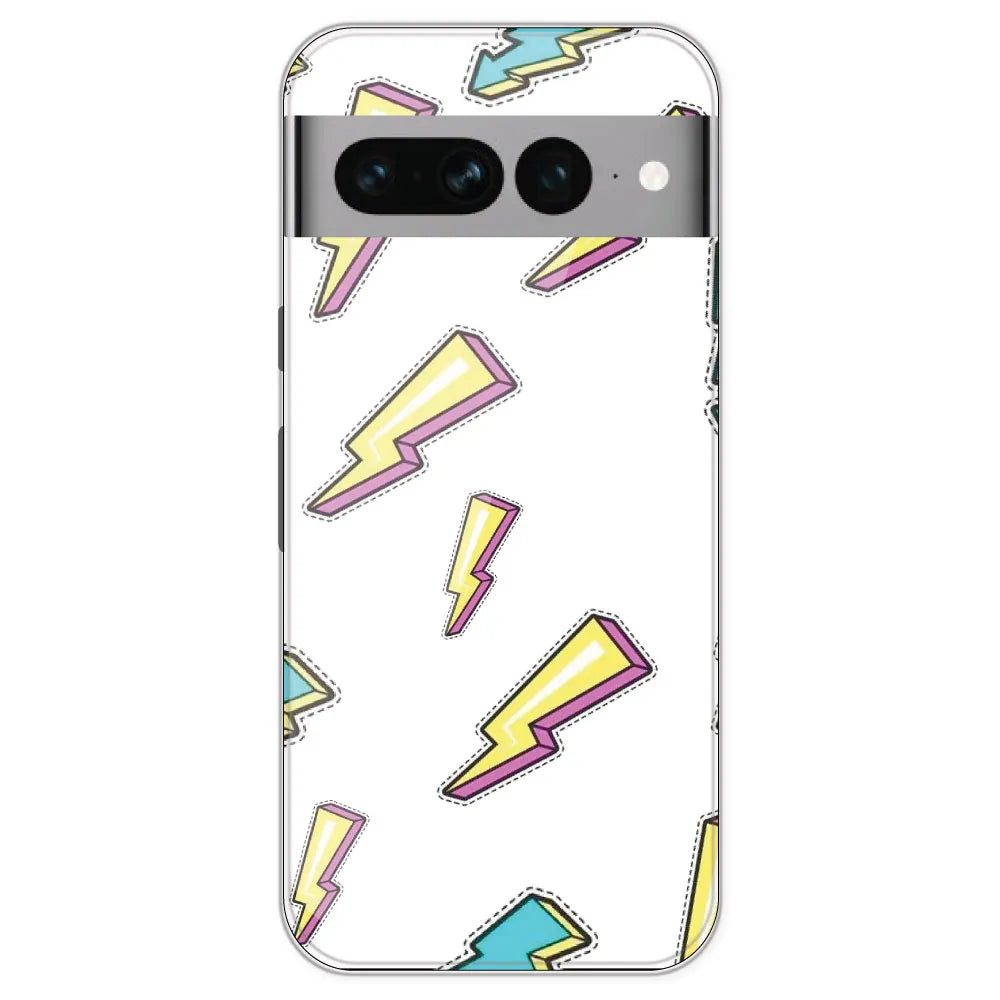Lighting Bolts - Clear Printed Silicone Case For Google Pixel 7 Pro