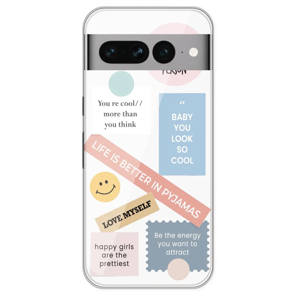 Be Happy - Clear Printed Silicone Case For Google Pixel 7 Pro