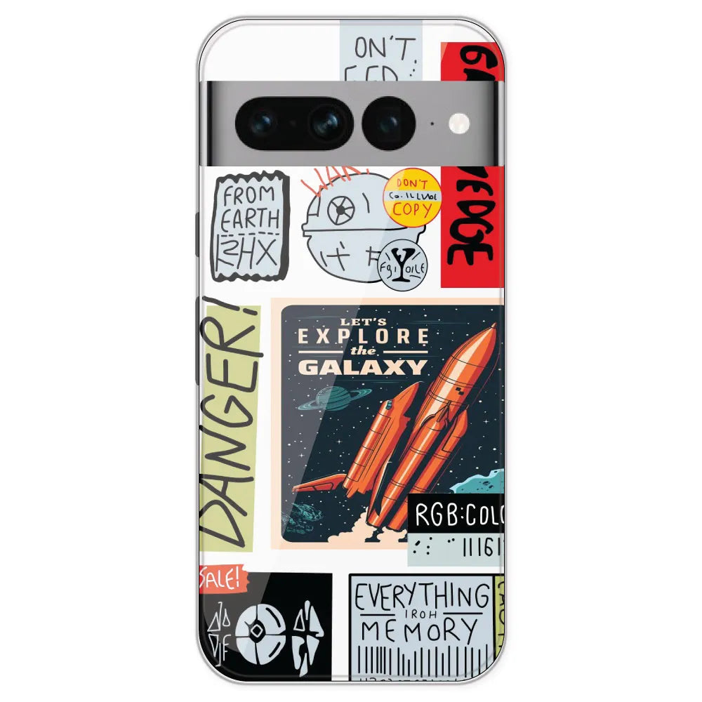Galaxy - Clear Printed Silicone Case For Google Pixel 7 Pro