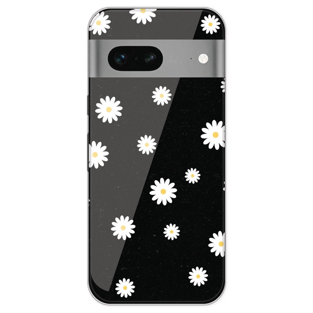 White And Black Flower - Printed Silicone Case For Google Pixel 7